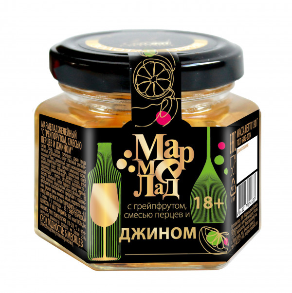 №2 Мармелад в банке "С грейпфрутом, смесью перцев и джином" 130г (18+)  в Долгопрудном